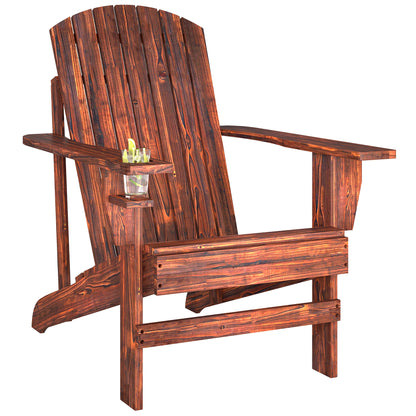 Outsunny Silla Adirondack Jardín De Madera Con Reposabrazos 72x95x93 Cm Marrón_0