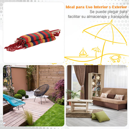Outsunny Silla Colgante Algodón Poliéster 100 Kg Interior Exterior 100x60x100 Cm_4