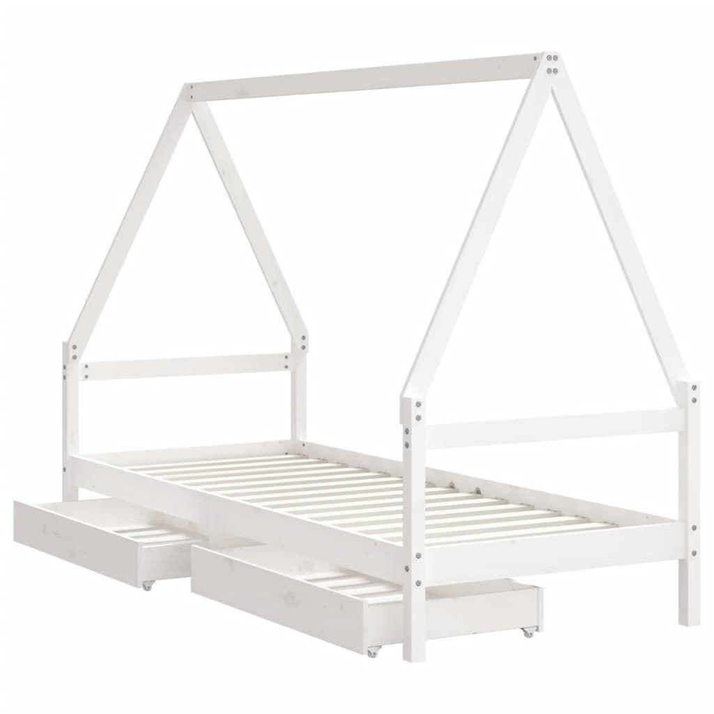 Vidaxl Estructura Cama Niños Con Cajones Madera Pino Blanco 90x200 Cm_3
