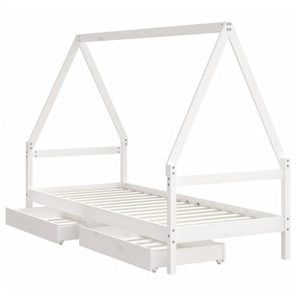Vidaxl Estructura Cama Niños Con Cajones Madera Pino Blanco 90x200 Cm_3