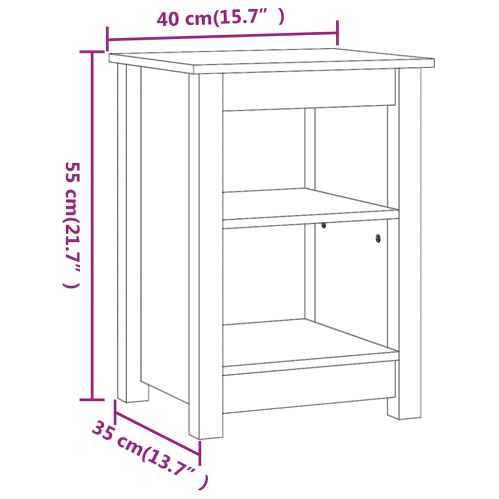 Mesita De Noche Madera Maciza De Pino Marrón Miel 40x35x55 Cm_4