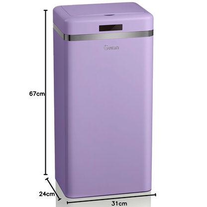 Swan Cubo De Basura Cocina Automático, Sensor De Movimiento, 45l, Metálico, Papelera Reciclaje, Swka4500purneu, Morado_4