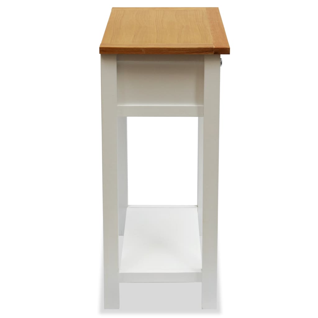 Mesa Auxiliar De Madera Maciza De Roble 50x32x75 Cm_2