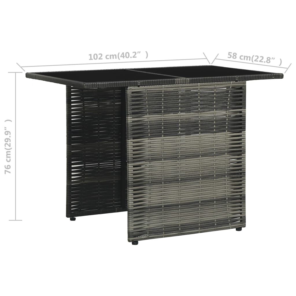 Vidaxl Set Mesa Y Sillas Jardín 3 Pzas Y Cojines Ratán Sintético Gris_2