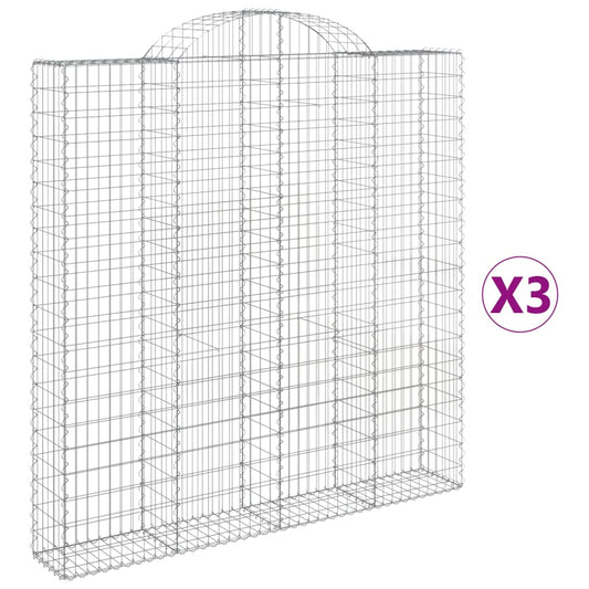 Cestas De Gaviones 3 Uds Forma De Arco Hierro 200x30x200/220 Cm_0