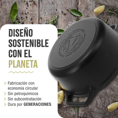 Victoria Horno Holandés Olla Inducción Hierro Fundido Esmaltado 27cm, Cocotte 5,7l, Sin Ptfe Ni Pfoa, 36355, Negro_5