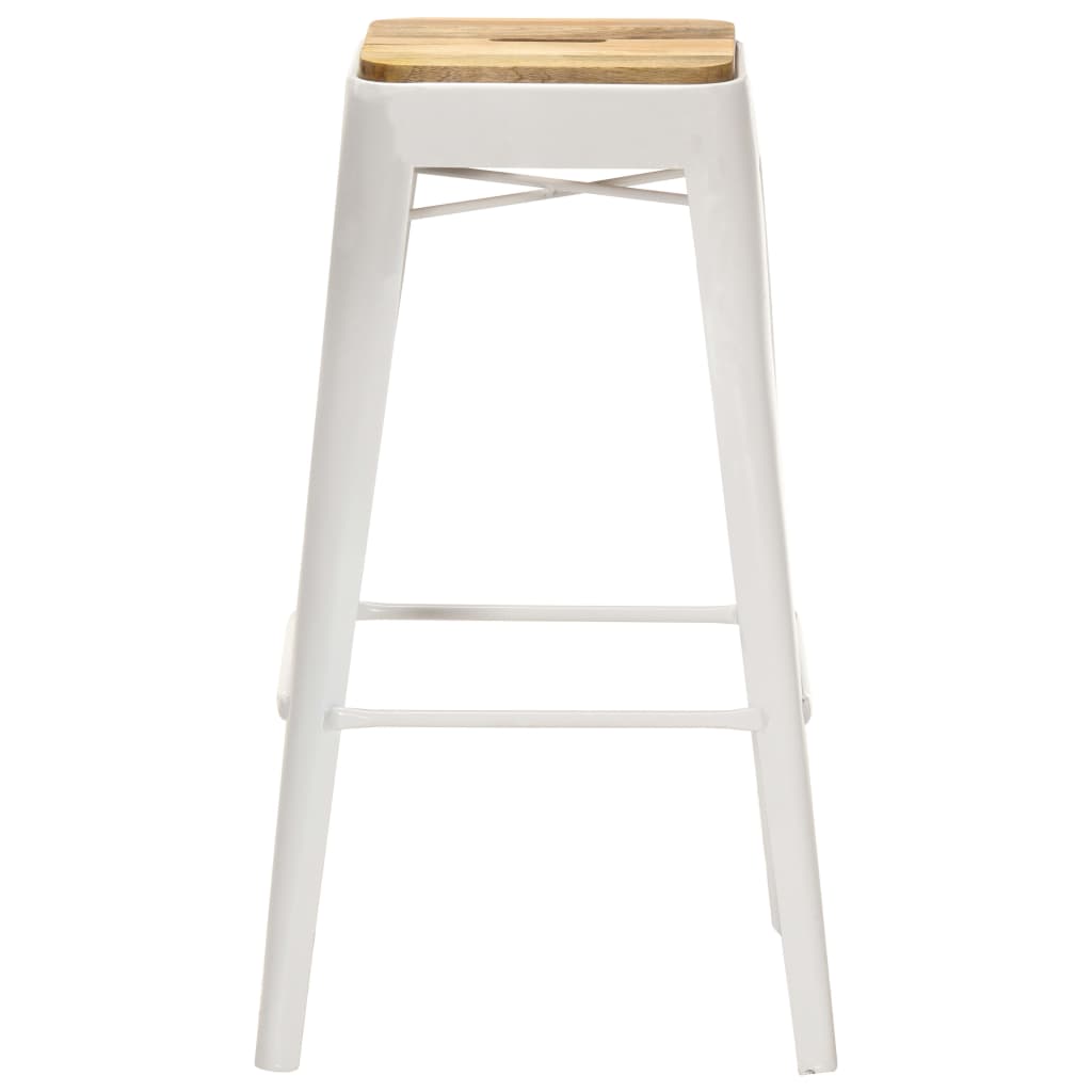 Taburetes De Cocina 4 Unidades Madera Maciza De Mango Blanco_1