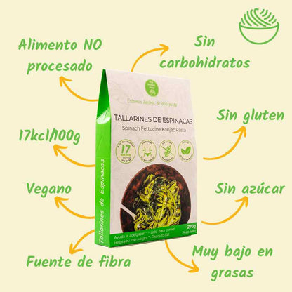Tallarines konjac espinacas The Konjac Shop 270g