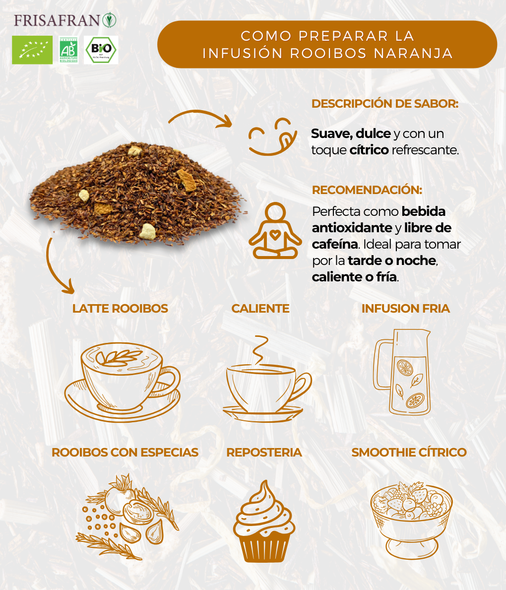 Infusión De Rooibos Naranja Ecológica En Granel | Calidad | Frisafran 100 G_4