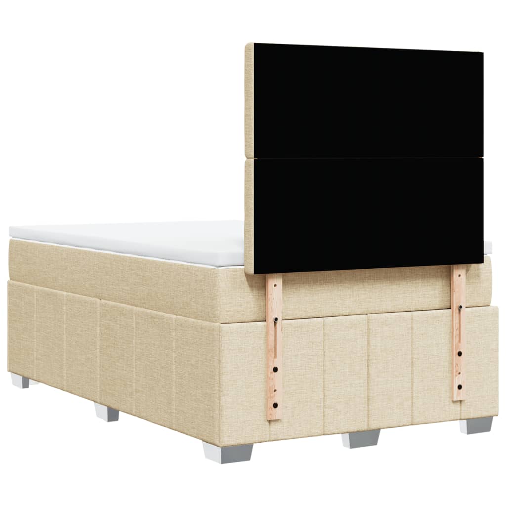 Cama Box Spring Con Colchón Tela Color Crema 120x200 Cm / Vetonek_3