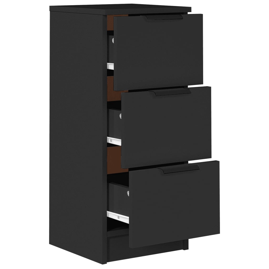 Aparador De Madera Contrachapada Negro 30x30x70 Cm / Vetonek_2
