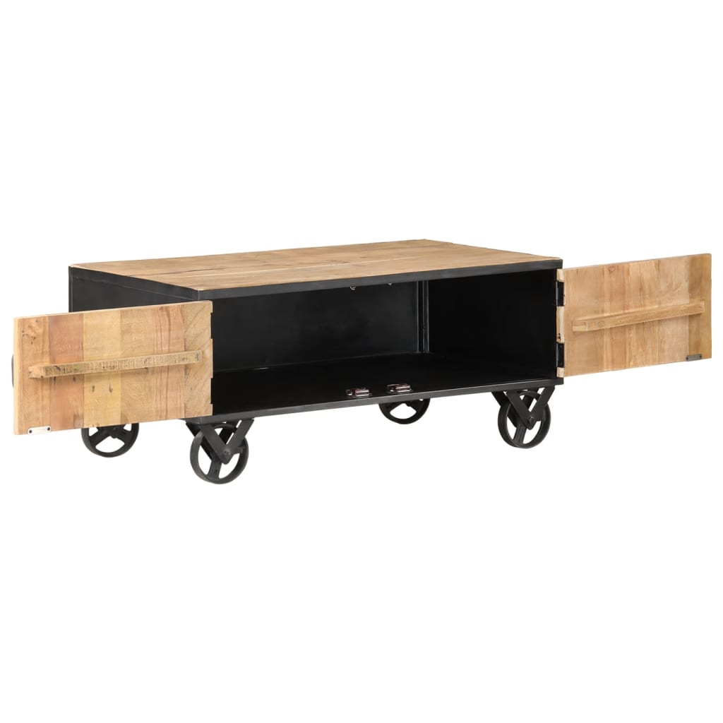 Mesa De Centro De Madera Maciza Reciclada 90x50x39 Cm_0