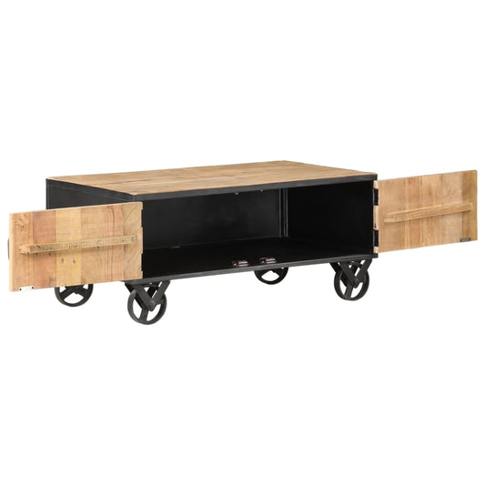Mesa De Centro De Madera Maciza Reciclada 90x50x39 Cm_0