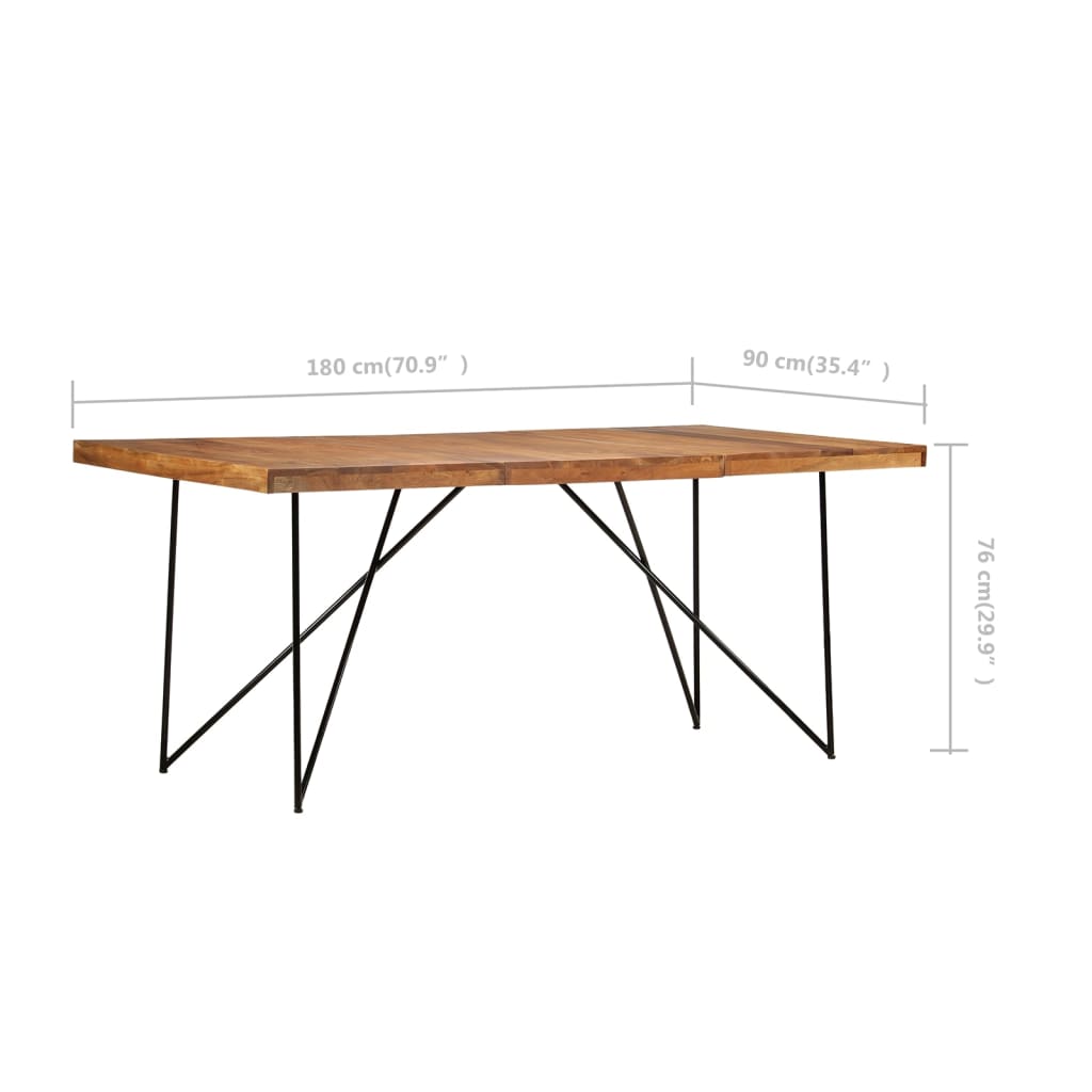 Mesa De Comedor De Madera Maciza De Acacia 180x90x76 Cm_4