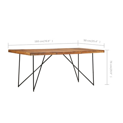 Mesa De Comedor De Madera Maciza De Acacia 180x90x76 Cm_4