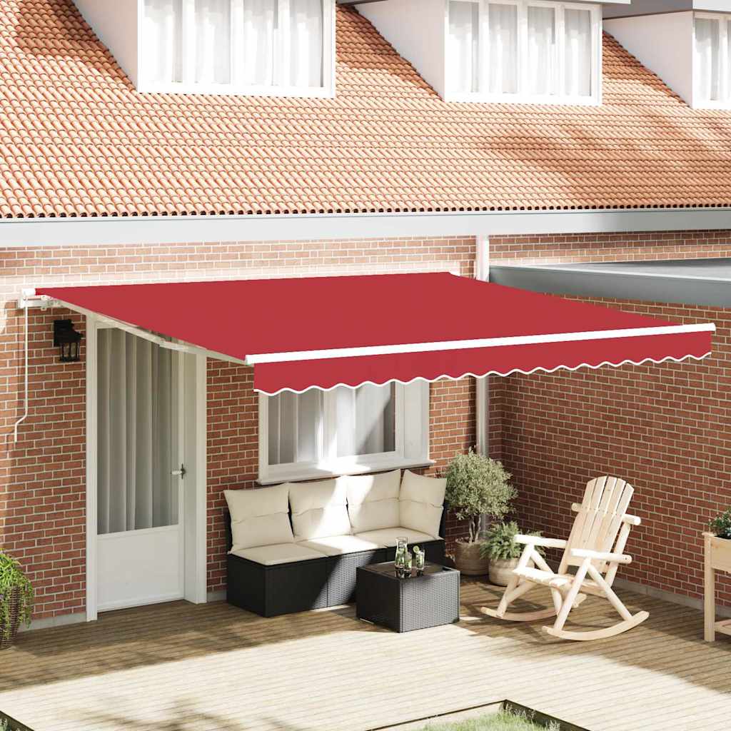 Toldo Retráctil Rojo 400 X 300 Cm Poliéster Y Aluminio_1