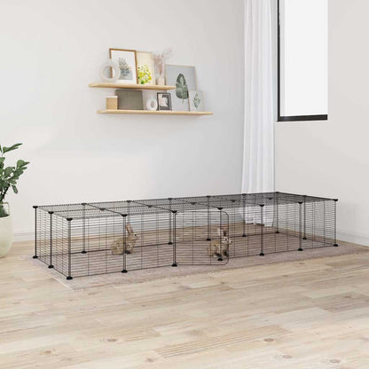 Vidaxl Jaula Para Mascotas De 28 Paneles Puerta Acero Negro 35x35 Cm_1