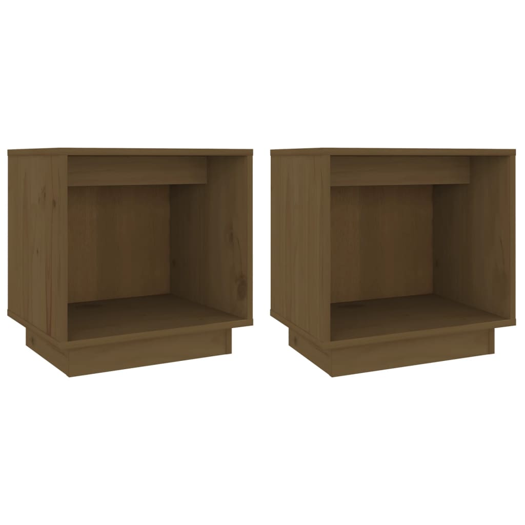 Mesitas De Noche 2 Uds Madera De Pino Marrón Miel 40x30x40 Cm_0