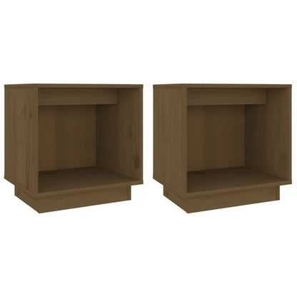 Mesitas De Noche 2 Uds Madera De Pino Marrón Miel 40x30x40 Cm_0