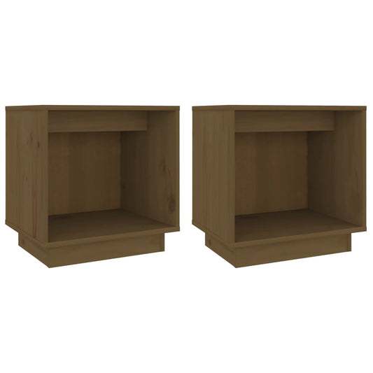 Mesitas De Noche 2 Uds Madera De Pino Marrón Miel 40x30x40 Cm_0