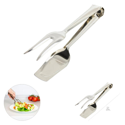 Pinzas Para Servir Acero Inoxidable  21 Cm. Ideal Para La Cocina, Servir Ensaladas, Servir Carnes, Pescados, Etc._1