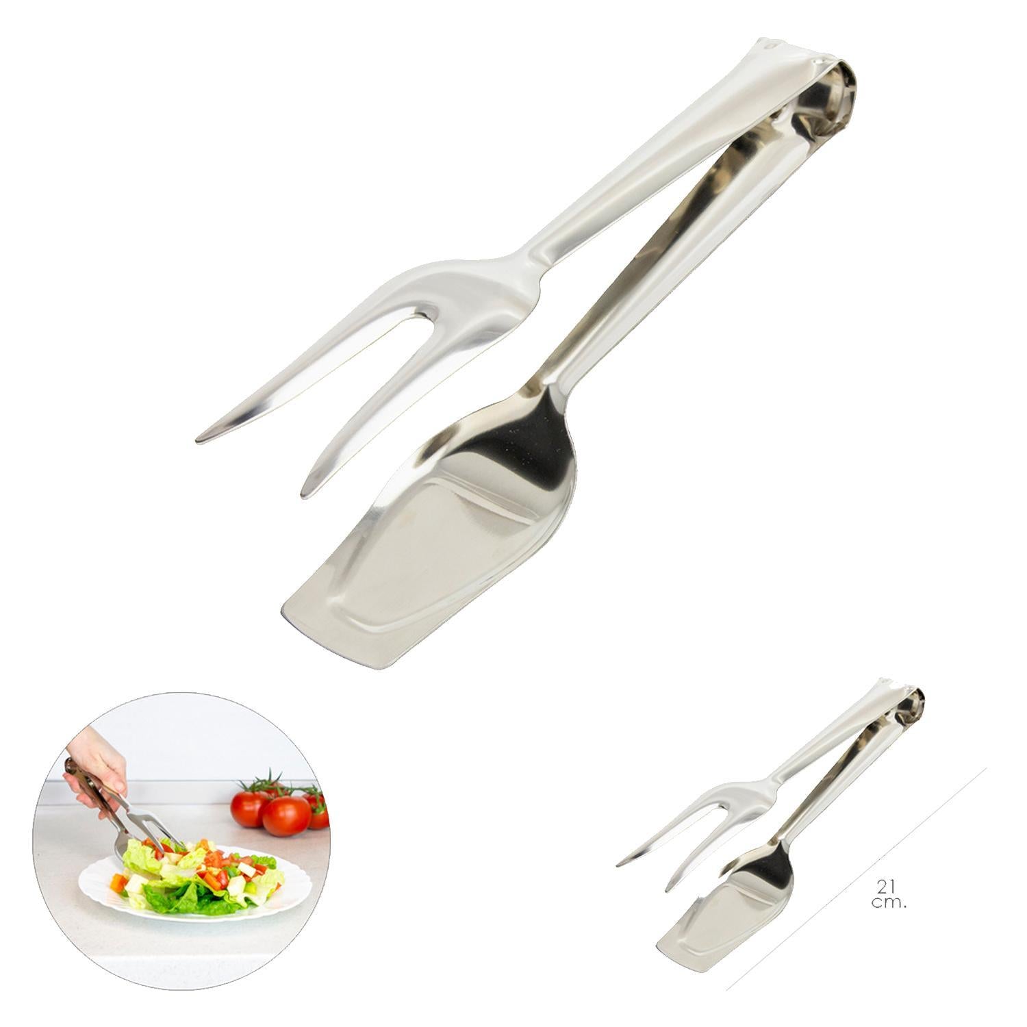 Pinzas Para Servir Acero Inoxidable  21 Cm. Ideal Para La Cocina, Servir Ensaladas, Servir Carnes, Pescados, Etc.