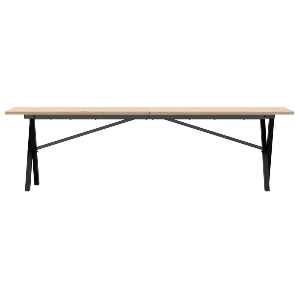Mesa De Centro Marco X Madera Maciza Pino Y Acero 160x40x45 Cm_2