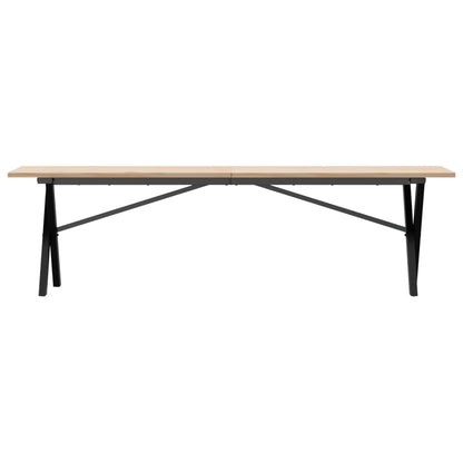 Mesa De Centro Marco X Madera Maciza Pino Y Acero 160x40x45 Cm_2