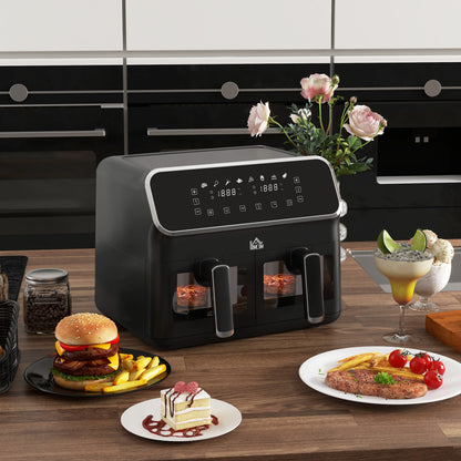 Homcom Freidora De Aire 8l 2700w Con 2 Cestas 8 Programas Pantalla Digital_1