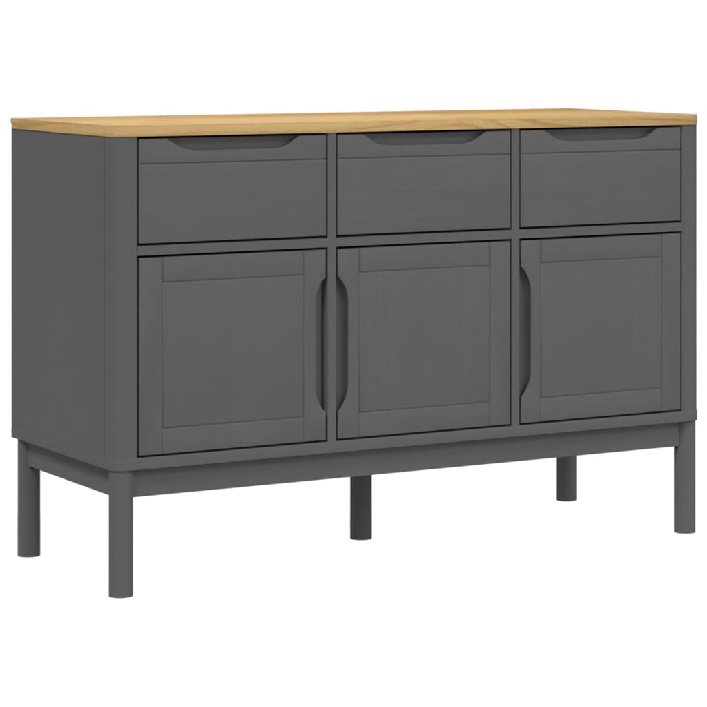 Aparador Floro Madera Maciza De Pino Gris 114x43x74 Cm / Vetonek_4