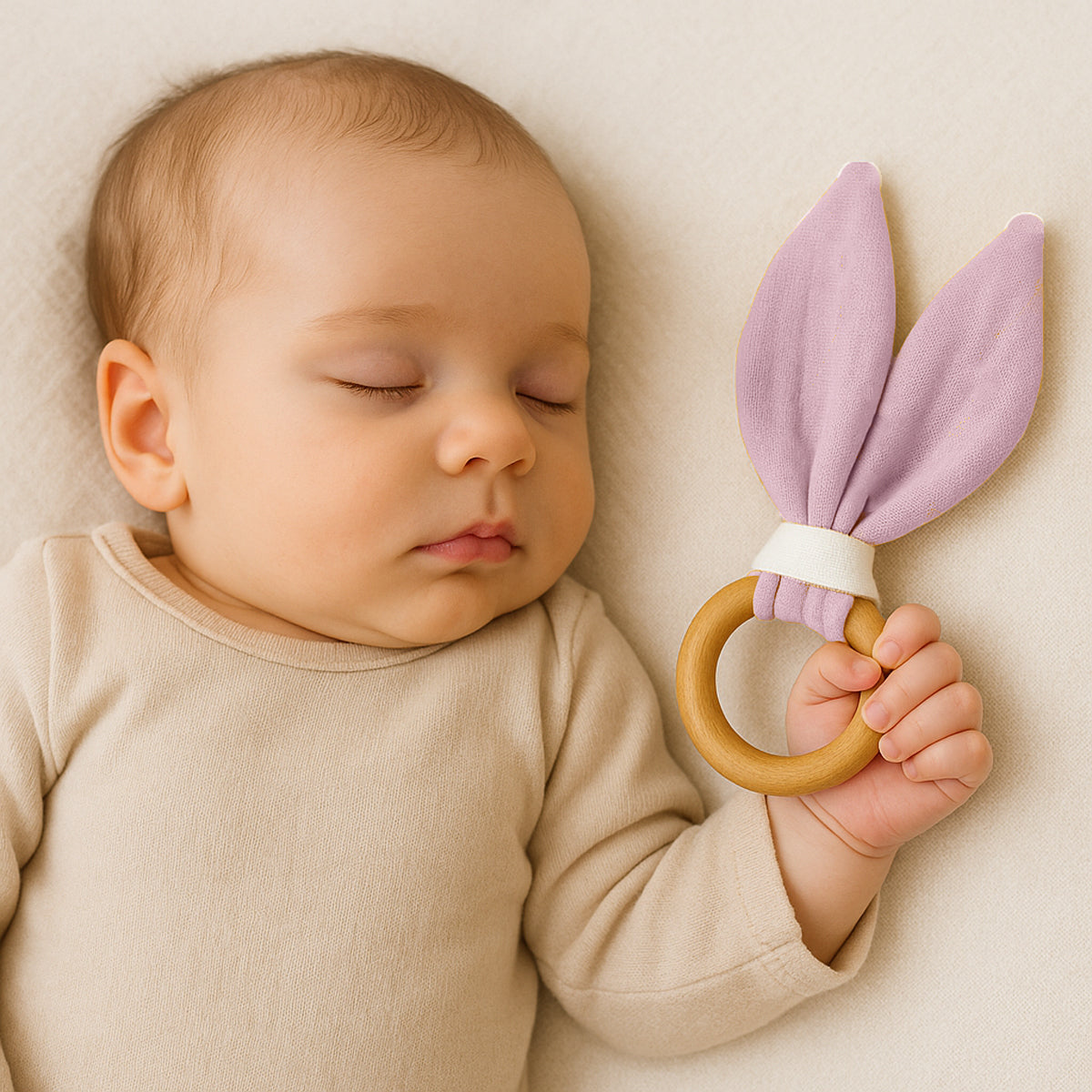 Mordedor De Algodón Orgánico Rosa