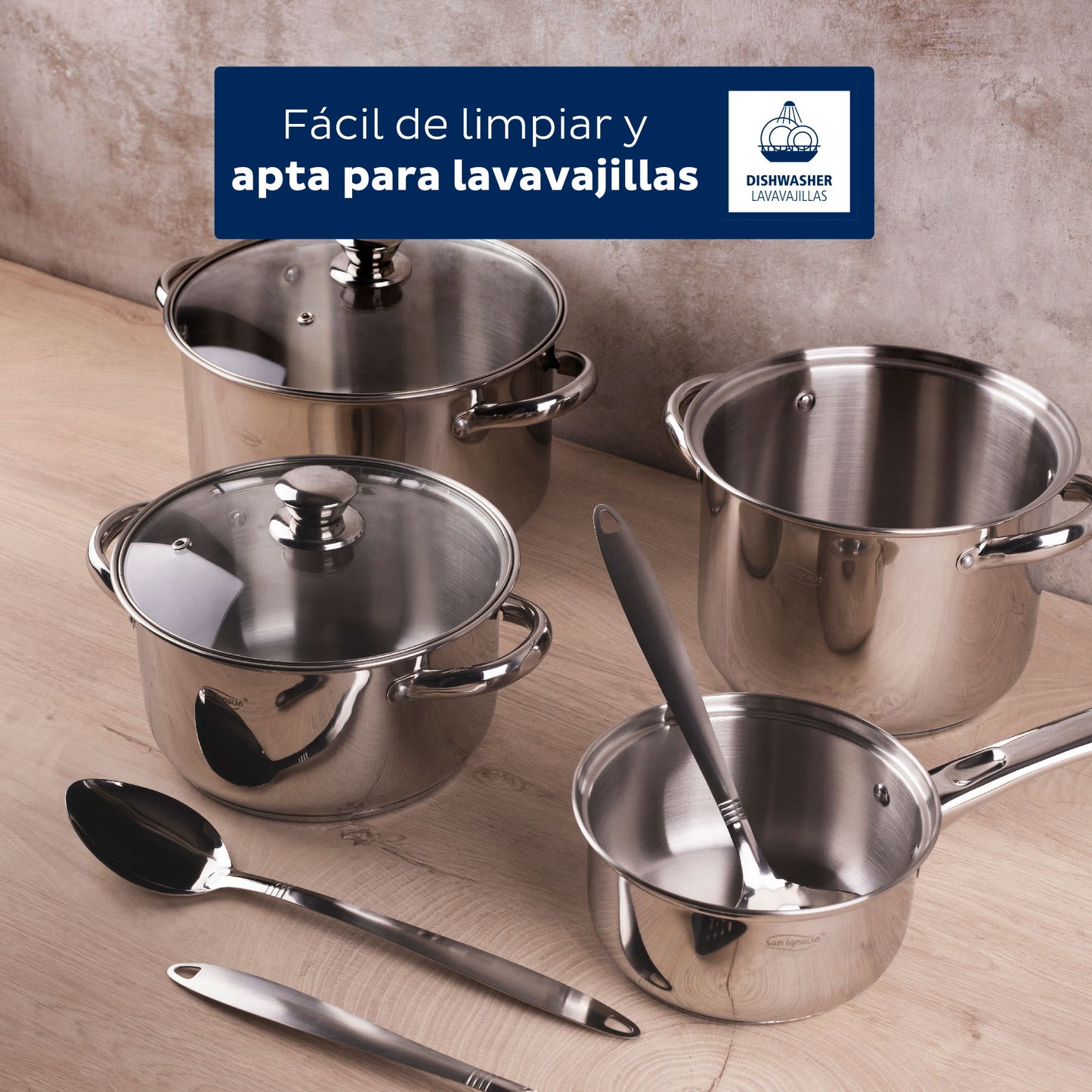 Set 9pc Bateria Cocina Acero Inox Ind Lexia