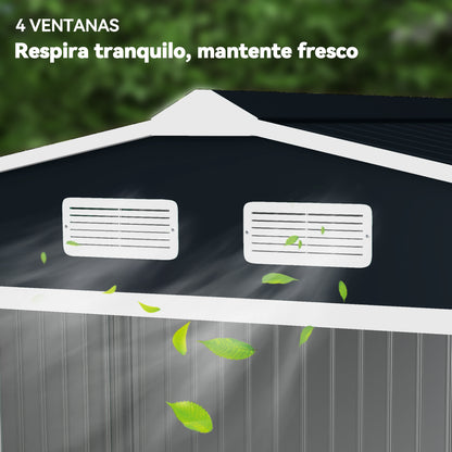 Outsunny Caseta De Jardín De Exterior 4,9 M² 277x195x192 Cm Gris Oscuro_3