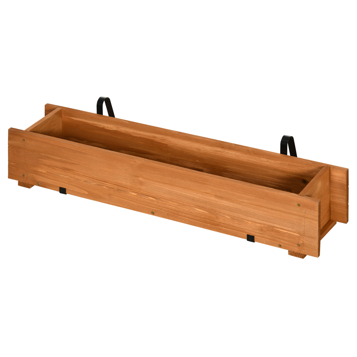 Arriate De Madera Outsunny Madera De Abeto Madera Natural 91x18x16,5 Cm_0