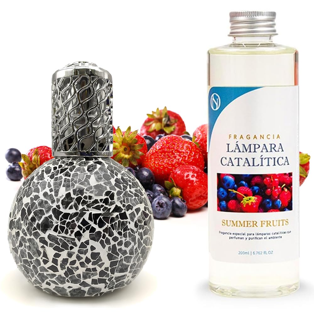 Lámpara Catalítica Mosaico Negro + Aroma Summer Fruits 200ml - Elimina Malos Olores, Impurezas Y Perfuma_0