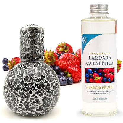 Lámpara Catalítica Mosaico Negro + Aroma Summer Fruits 200ml - Elimina Malos Olores, Impurezas Y Perfuma_0