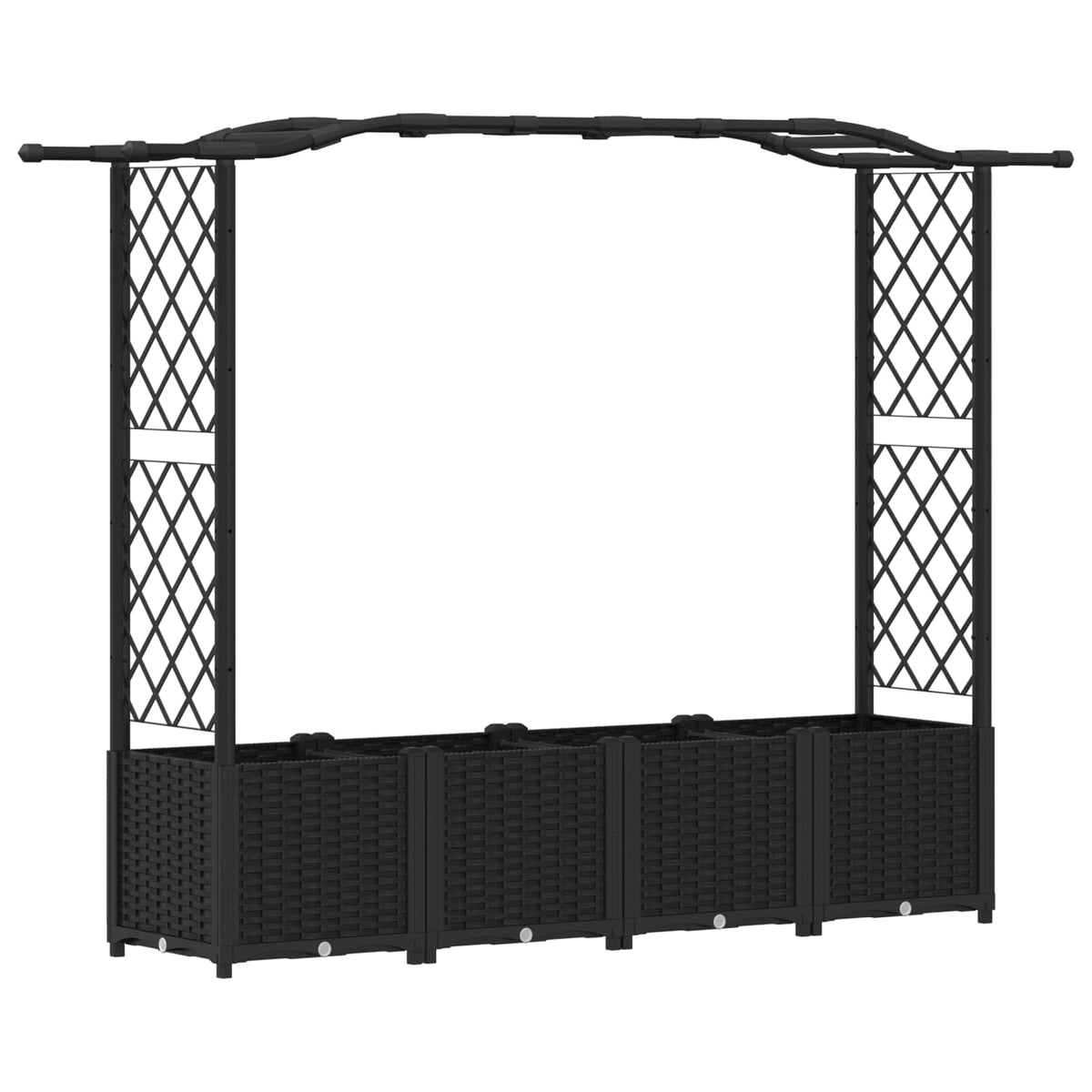 Cama Elevada Con Trellis Y Techo Negro 204 X 40 X 138 Cm Pp_0