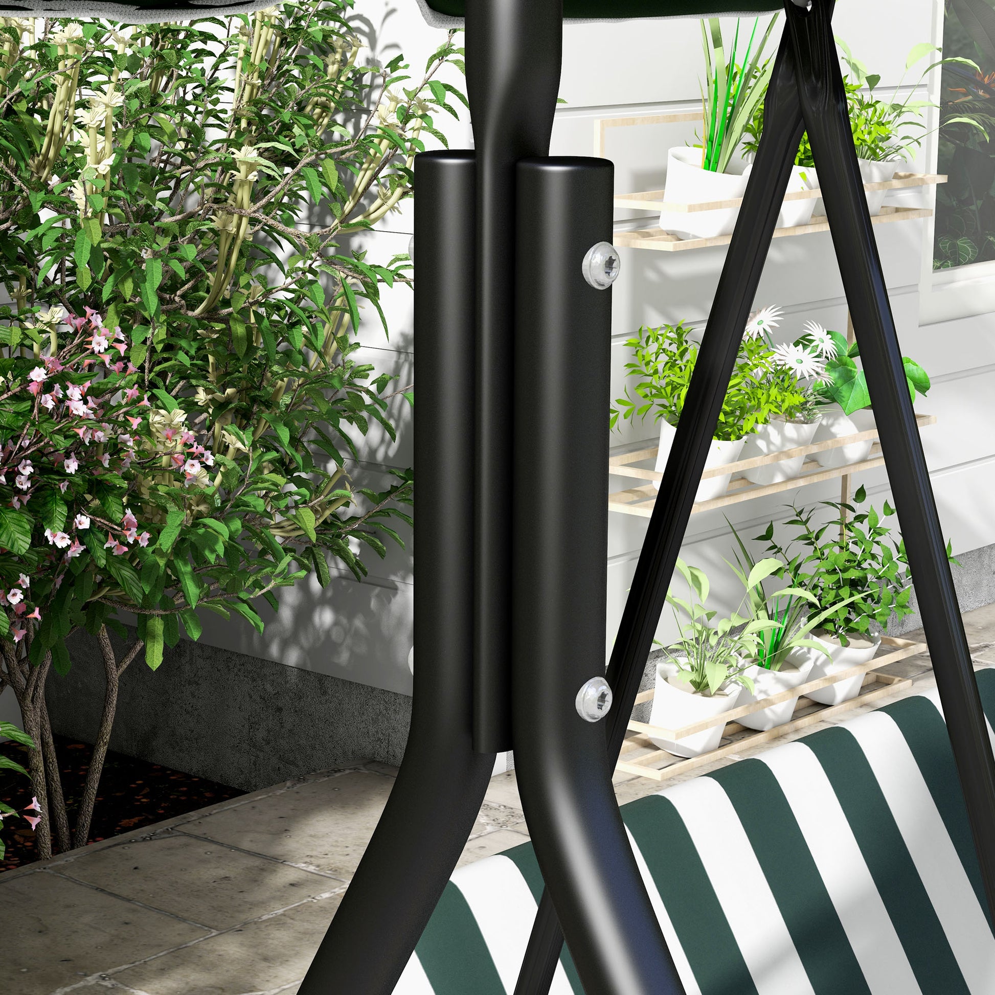 Outsunny Columpio De Jardín De 3 Plazas Con Techo Ajustable 172x110x153cm Verde_3