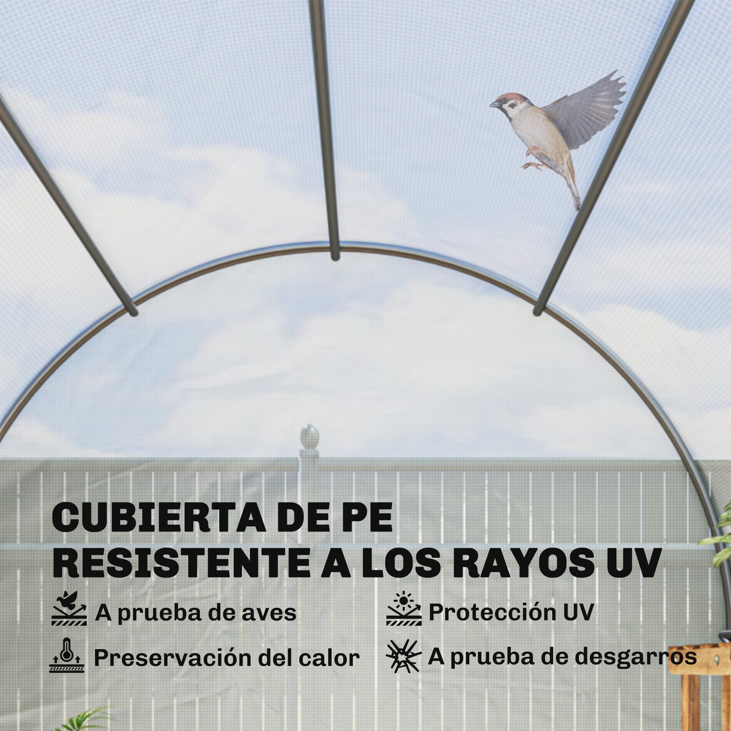 Outsunny Invernadero De Exterior 3,5x2x2 M Con 6 Ventanas De Malla Blanco_5