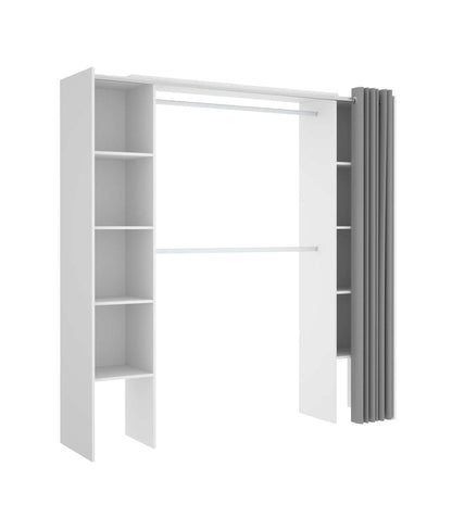 Vestidor Siles Para Dormitorio Con Cortina Y Baldas En Blanco 205-203 Cm(alto)180 Cm(ancho_0