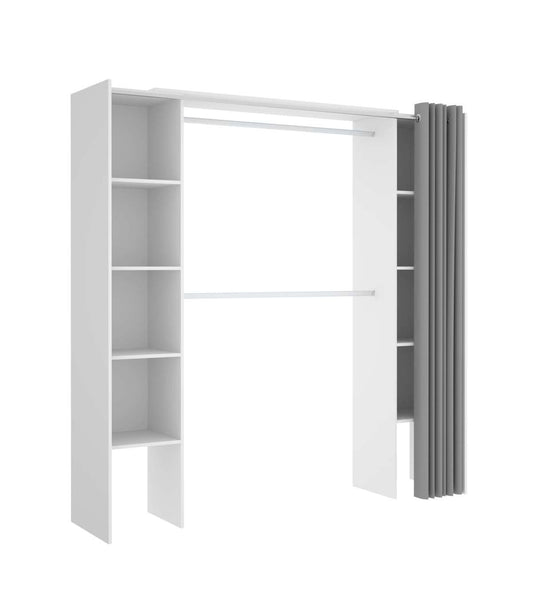 Vestidor Siles Para Dormitorio Con Cortina Y Baldas En Blanco 205-203 Cm(alto)180 Cm(ancho_0