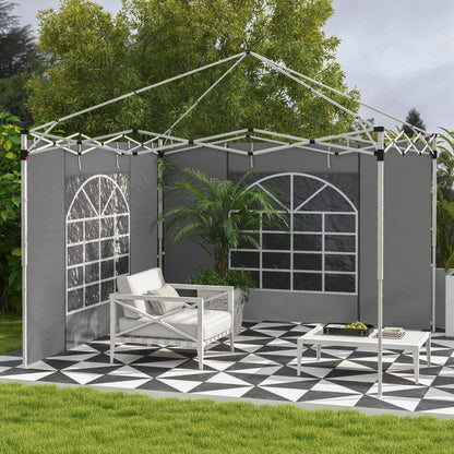 Outsunny Paredes Laterales Para Carpas De 2 Paneles 300x200 Cm Con Ventana Gris_1