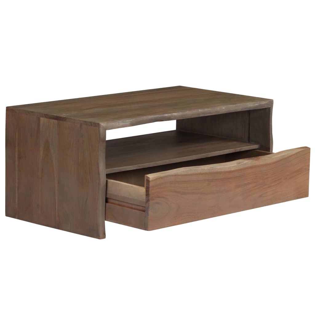 Mesa De Centro Borde Vivo Madera Maciza Acacia Gris 90x50x40 Cm_1