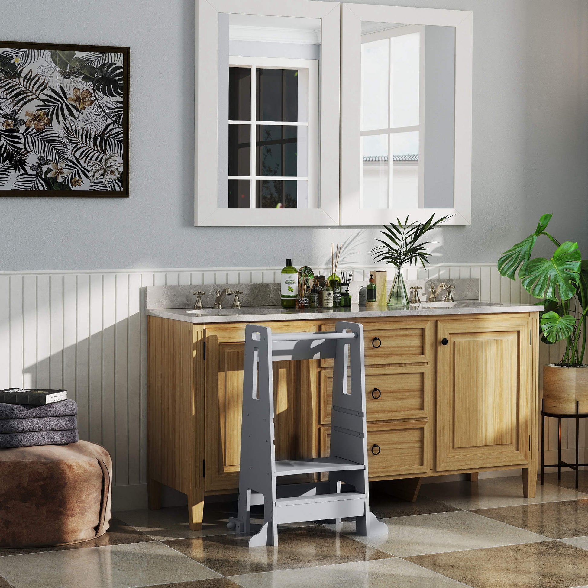Aiyaplay Torre De Aprendizaje Con Pedal Altura Ajustable 45x47,5x91 Cm Gris_1