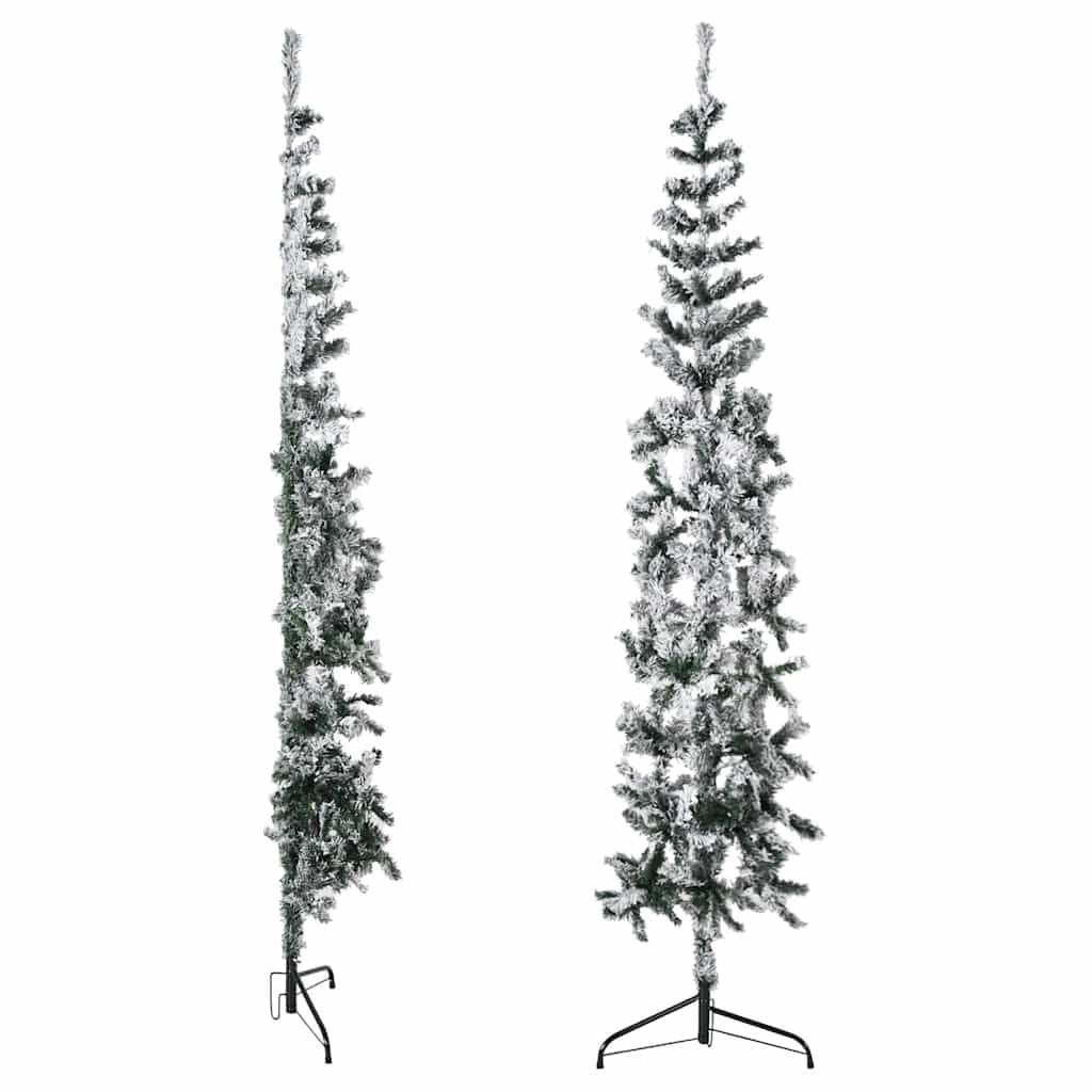 Vidaxl Mitad Árbol Navidad Artificial Delgado Con Nieve 240 Cm_3