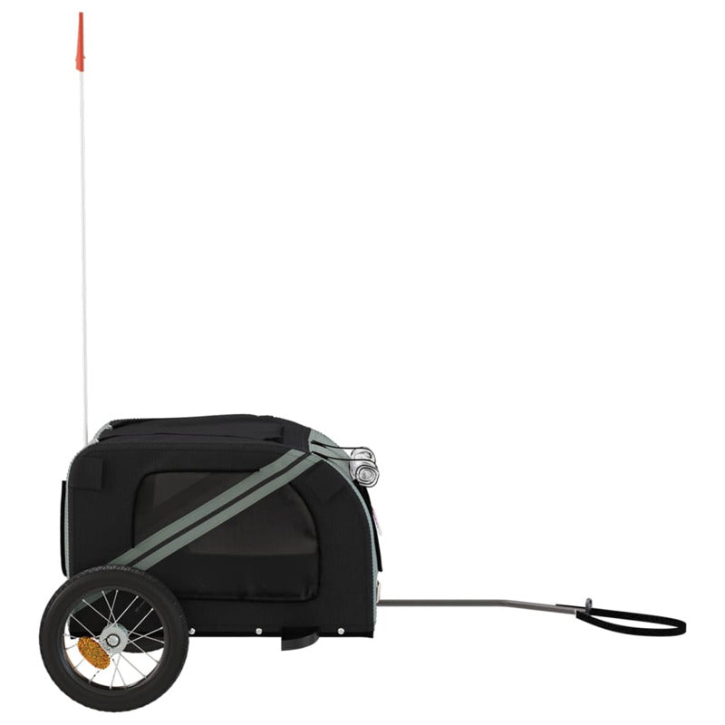 Vidaxl Remolque De Bicicleta Mascotas Hierro Tela Oxford Gris Negro_5