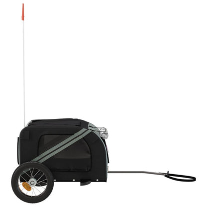 Vidaxl Remolque De Bicicleta Mascotas Hierro Tela Oxford Gris Negro_5