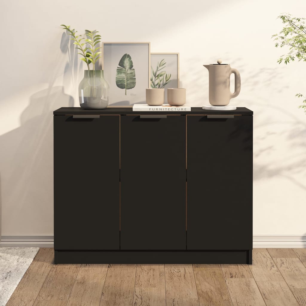 Aparador De Madera Contrachapada Negro 90,5x30x70 Cm / Vetonek_4