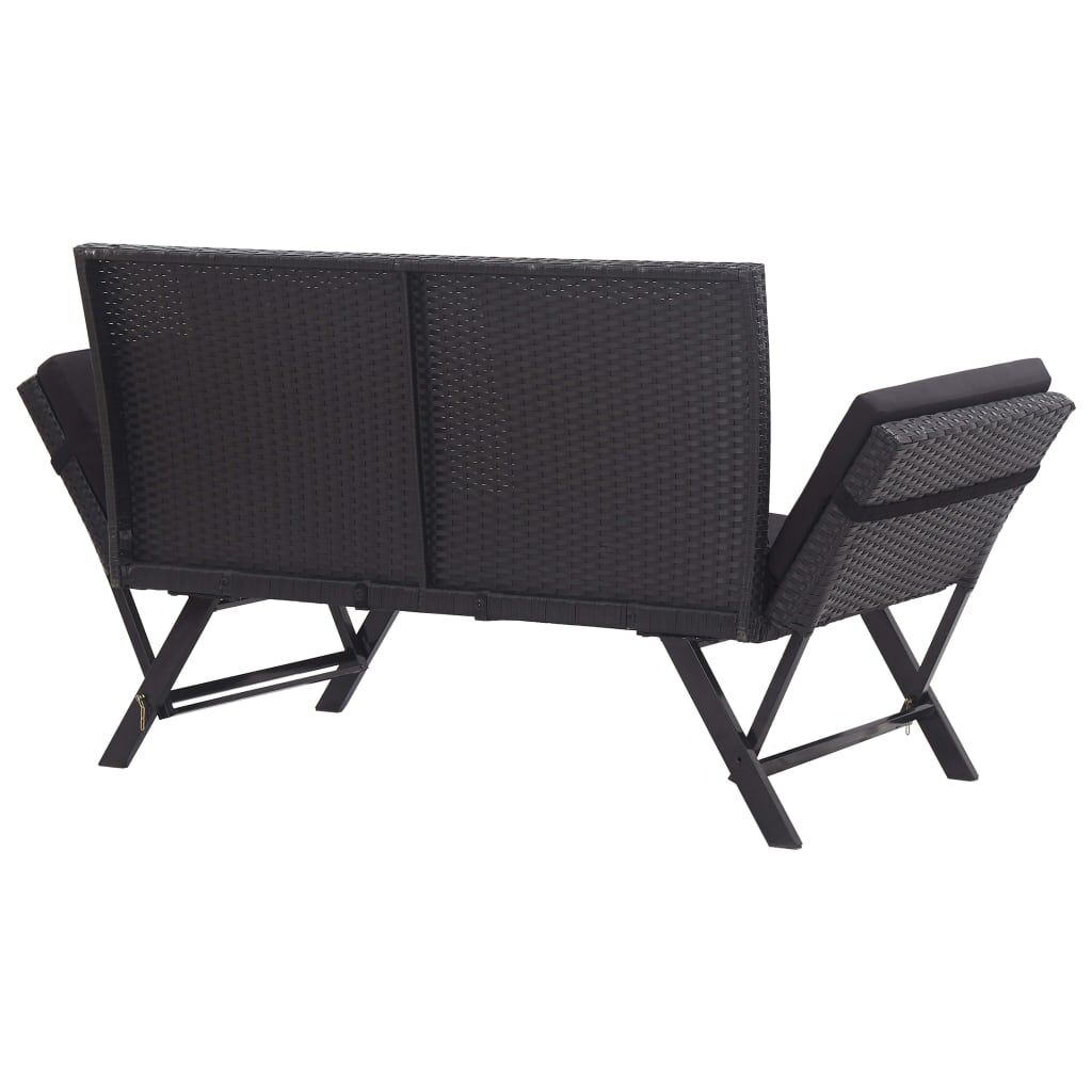 Vidaxl Banco De Jardín Con Cojines Ratán Sintético Negro 176 Cm_3