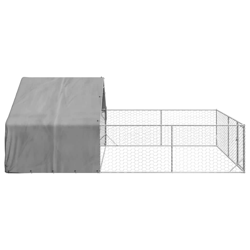 Caseta Perros Exterior Con Corral 6x3x1,9 M Acero Galvanizado_3